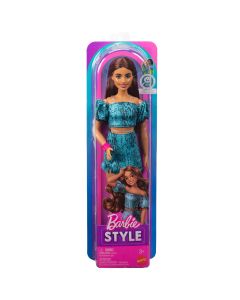 BARBIE FASHIONISTAS lėlė madistė žaliu kostiumėliu (JJN63)