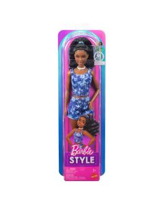 BARBIE FASHIONISTAS lėlė madistė mėlyna suknele (JJN61)
